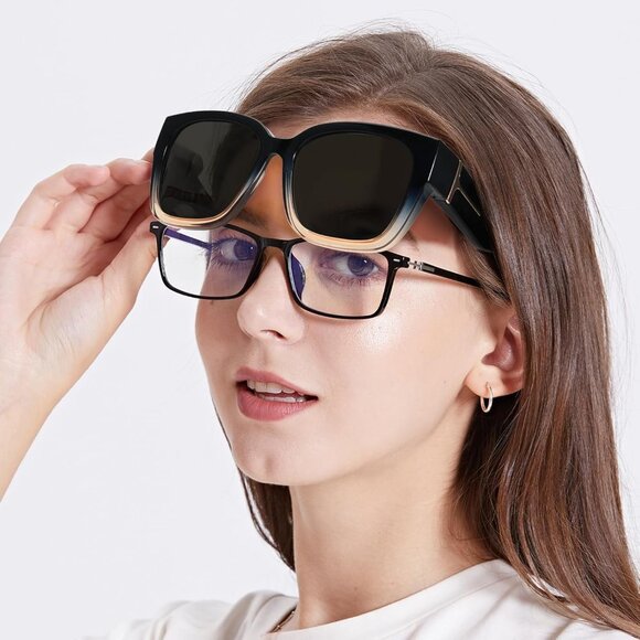 🆕 Women Brown Trendy Polarized Sunglasses Oversized Fit Over Driving Protection - Picture 2 of 5